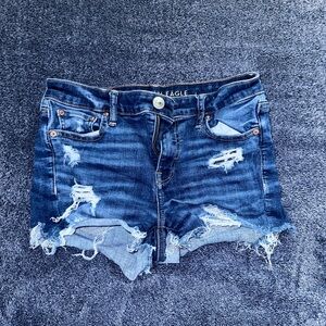American Eagle Outfitters Blue Distressed Denim Shorts